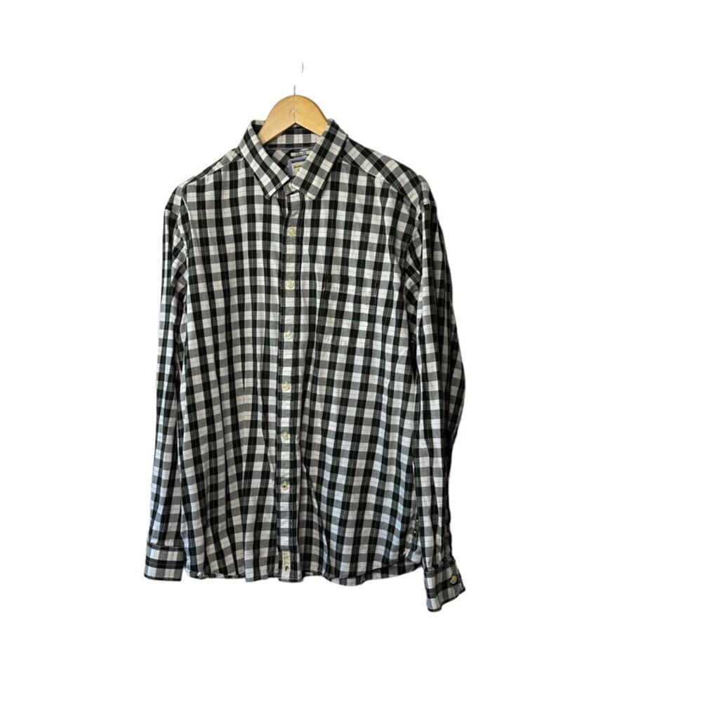 Heritage Collection by Bass Slim Fit Black Check Print Button-Up Shirt Men's XL